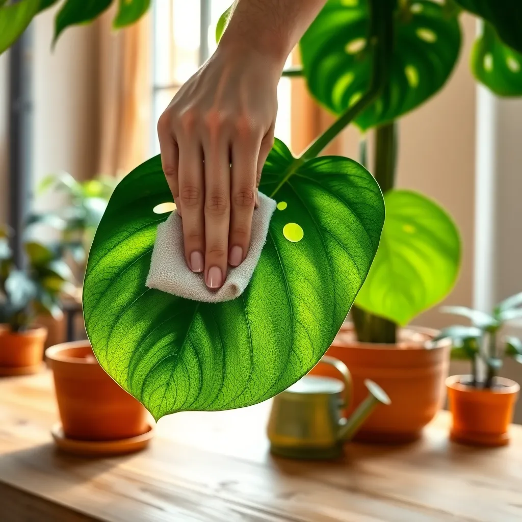 Wipe Leaves to Remove Dust