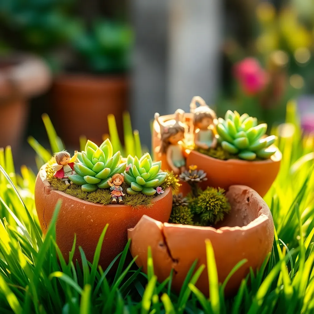 Turn Broken Pots into Fairy Gardens
