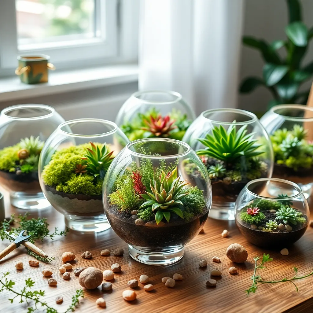 Assemble Terrariums in Glass Bowls