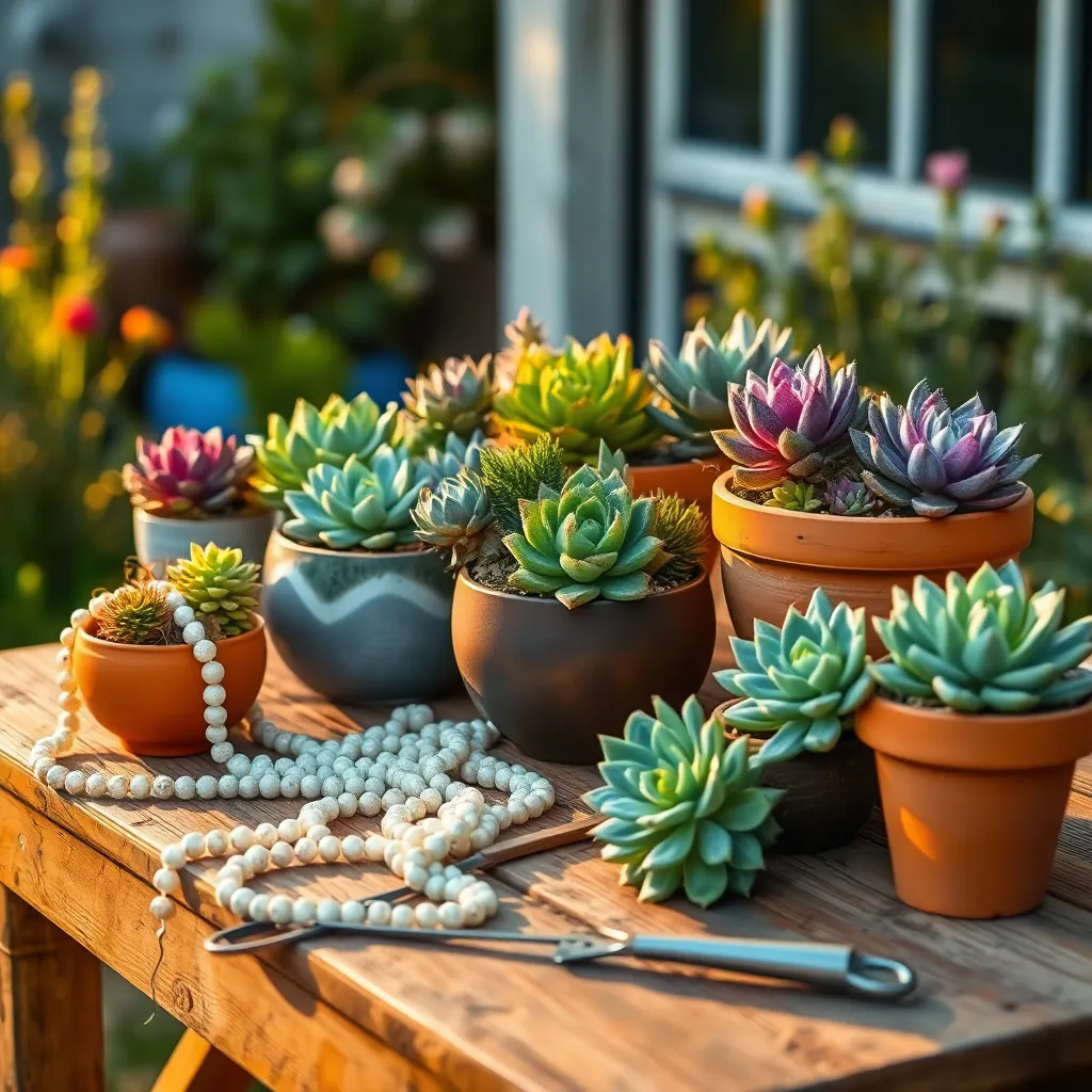 Arranging Succulents in Unique Containers