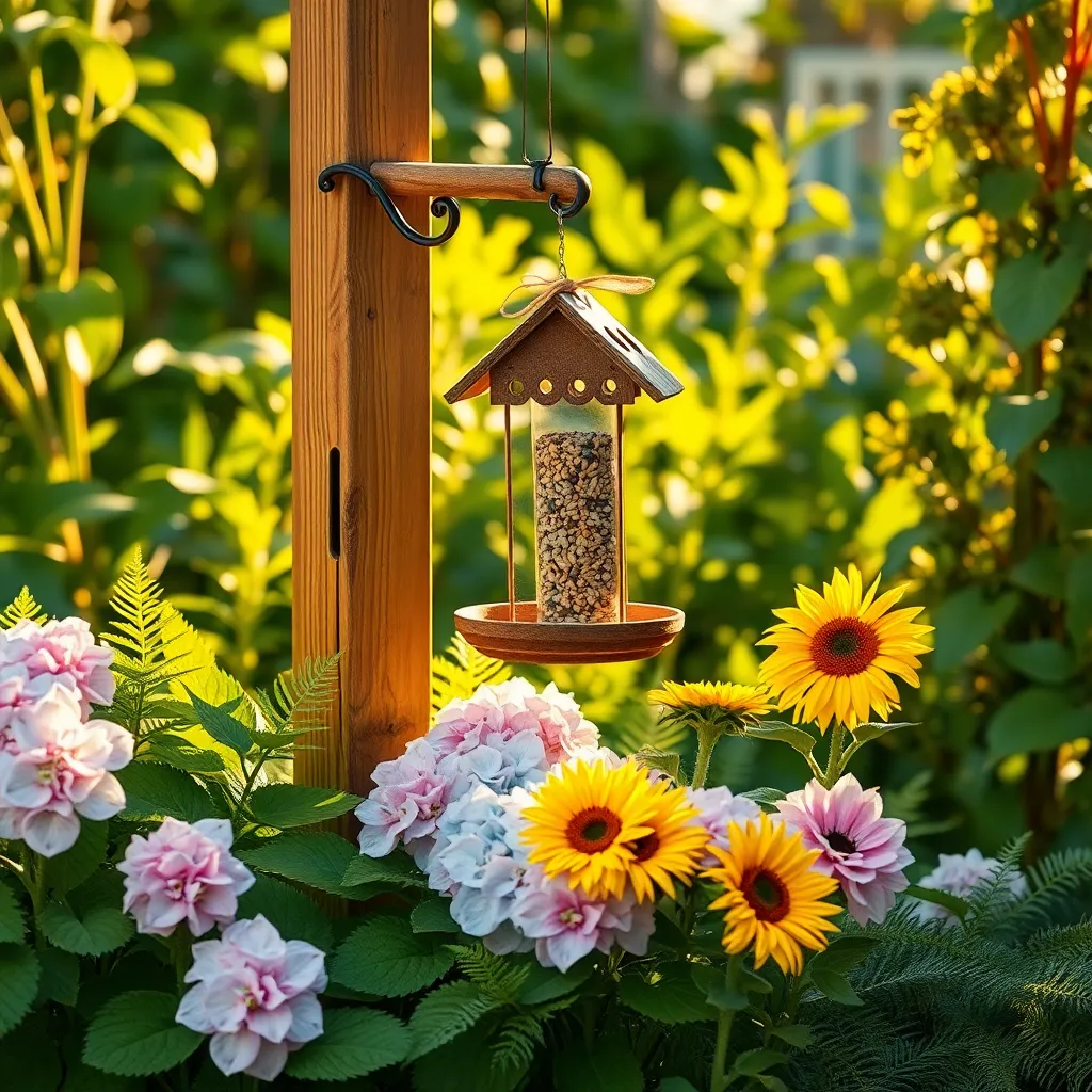 Hang Feeder in Garden
